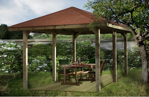 WEKA Carport 651 in Grün-Braun mit Außenmaß B: 584 cm, T: 333 cm - Bild 1