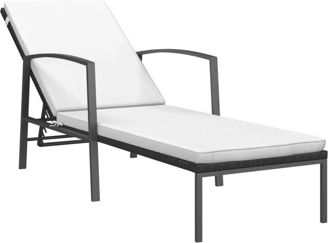 Furnicato Sonnenliege aus Poly Rattan mit Auflage in Schwarz, verstellbare Rückenlehne und Stahlrahmen, B/T/H: 195 x 60 x 53 cm - Bild 1