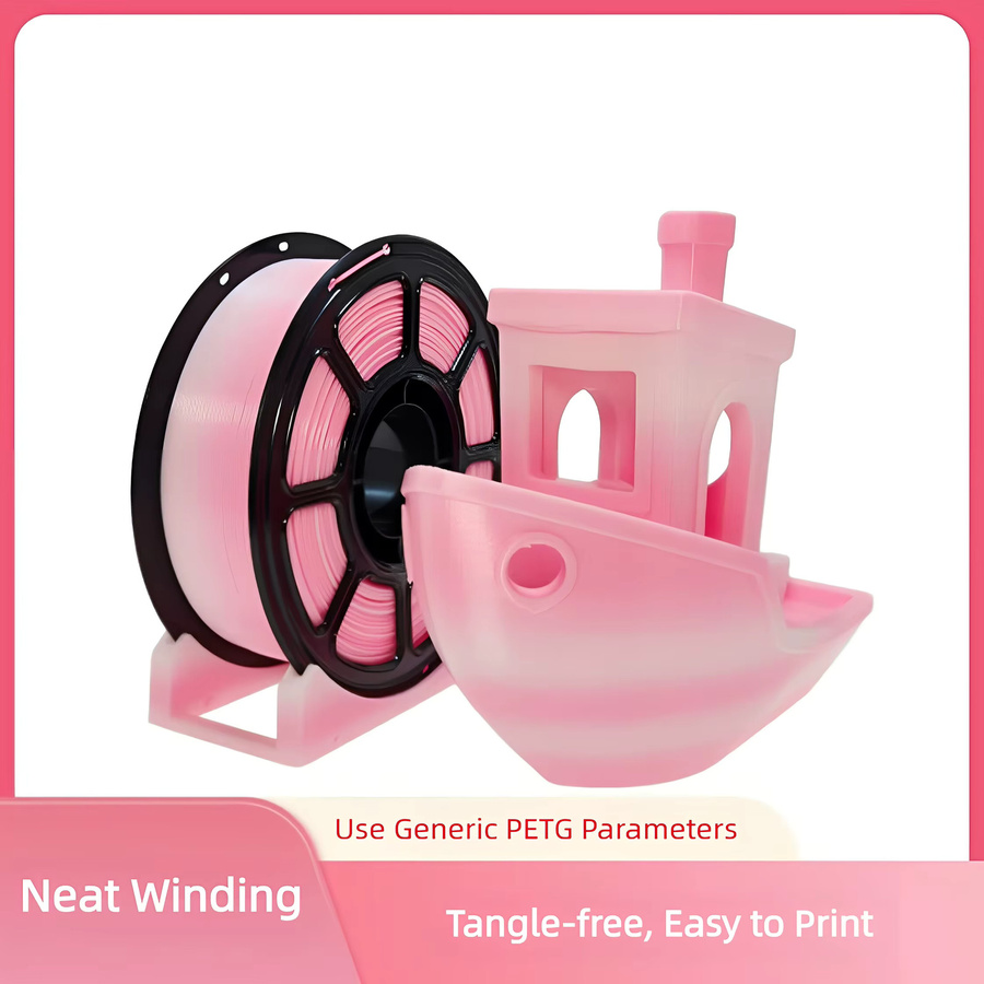 GIOIO Regenbogen PETG Filament 1,75mm Rosa-Weiß Farbwechselnd für FDM 3D-Druck 1kg - Bild 2