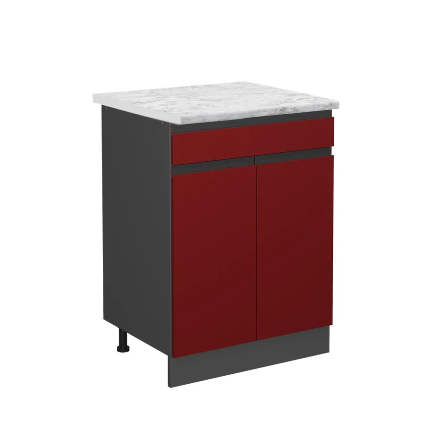 Vicco Küchenunterschrank R-Line Schubladenschrank für die Küche in Rot/Anthrazit/Weiß mit Marmor-Optik, Breite: 60 cm - Bild 2