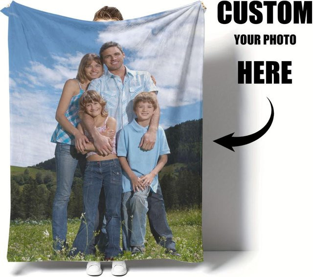 Personalisierte Fotodecke von SRH in Multicolour, individuelle Kuscheldecke mit eigenen Fotos für besondere Anlässe und Erinnerungen, B/B/H: 100 x 75 x 75 cm - Bild 1