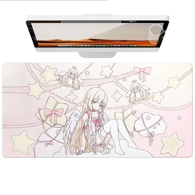 Mousepad mit Engel-Mädchen und Sternen aus PU-Leder für Büro und Gaming von Potdemiel - Bild 1
