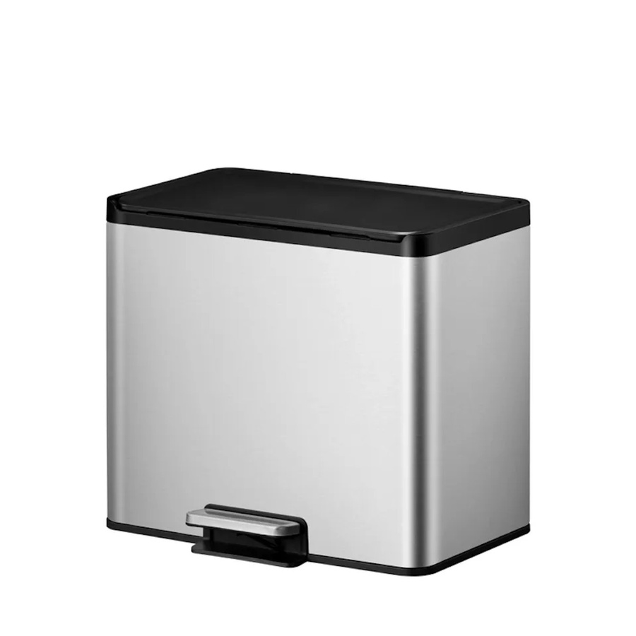PROREGAL Rechteckiger Treteimer aus gebürstetem Edelstahl mit Soft Close und Stay Open Deckel, Silber, Volumen: 29 Liter, H x B x T: 41,1 x 46,2 x 38,8 cm - Bild 2