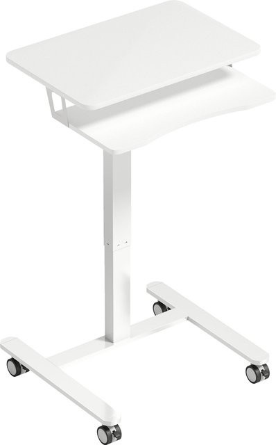 HOMCOM Laptoptisch höhenverstellbar mit Rollen und Tastaturablage, mobiler Beistelltisch in Weiß, B/T: 65 x 60 cm - Bild 1