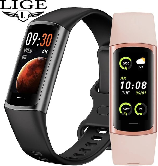 Lige Smartwatch, Schwarz, Silikon, Unisex, wasserdicht - Bild 1