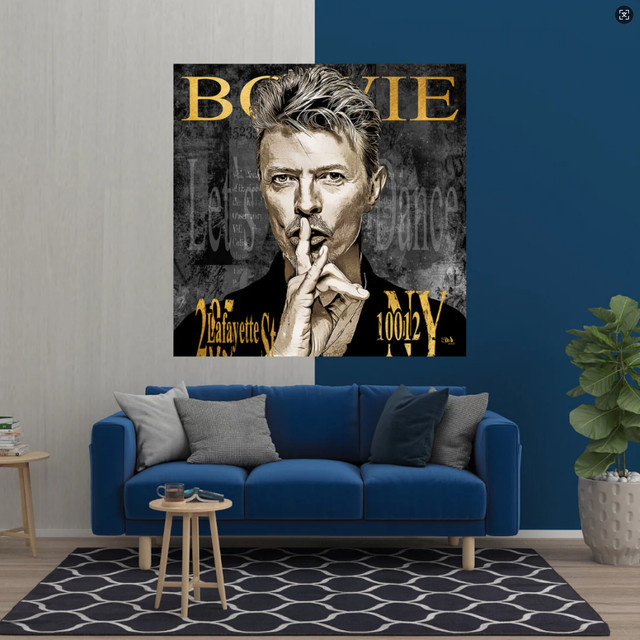David Bowie Musiklegende Leinwand-Wandkunst von SHENCHEN, abstrakte Popkultur-Dekoration im Porträt-Stil, mehrfarbig, ungerahmt - Bild 1