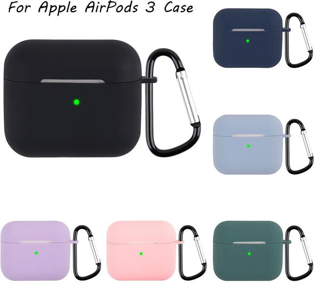 Stoßfeste Silikon Schutzhülle für Apple AirPods 3 der 3. Generation in Mehrfarbig mit Schnalle - Bild 1