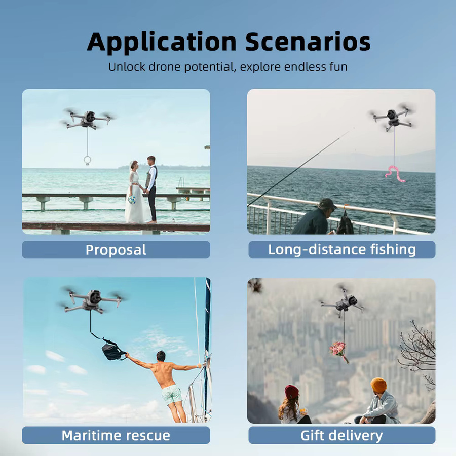 Airdrop-System für DJI AIR 3/3S Drohne in Grau zum Werfen von Angelködern und Zubehör - Bild 2