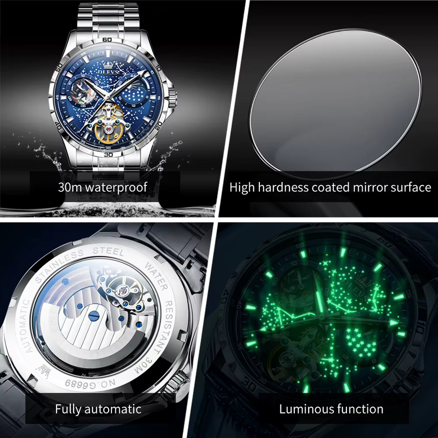 OLEVS Armbanduhr, Automatik, Edelstahl, Mondphase, Herren - Bild 4