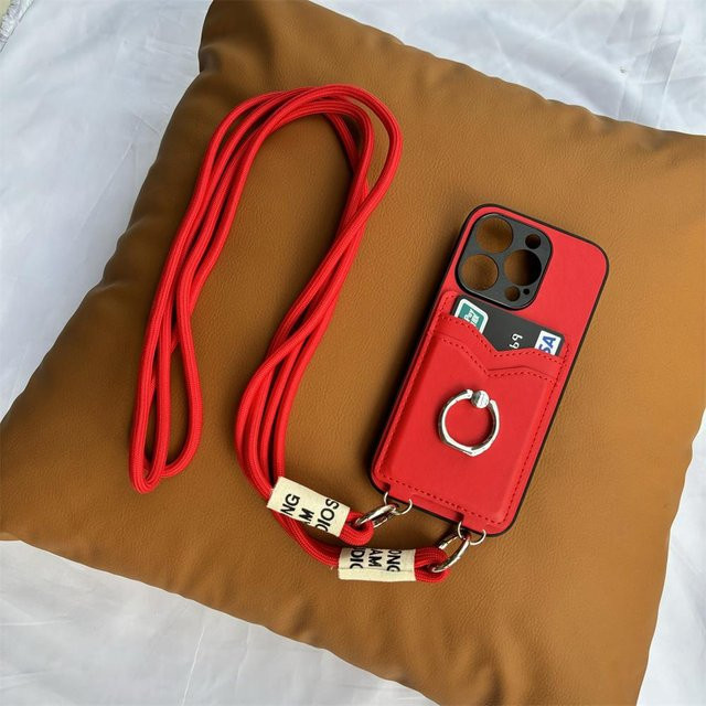 Samsung Lanyard Handyhülle aus Leder mit Umhängekordel und Kartenfach für Galaxy A06 A16 A26 A36 A56 A05S A15 A25 A35 A55 A04e in Rot - Bild 1