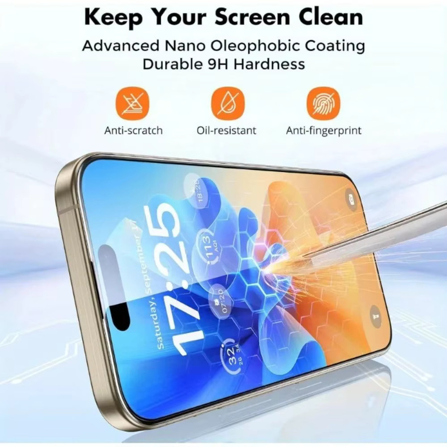 DIXSG 2er-Pack Displayschutz und Kameralinsen-Glas für iPhone 17 16 15 14 13 12 11 Pro Max Plus transparent - Bild 4