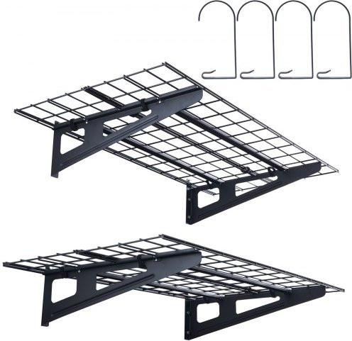 VEVOR 2er-Set Wandregal aus Stahl für Garage und Werkstatt, Schwarz, B/T/H: 122 x 62 x 20 cm - Bild 1