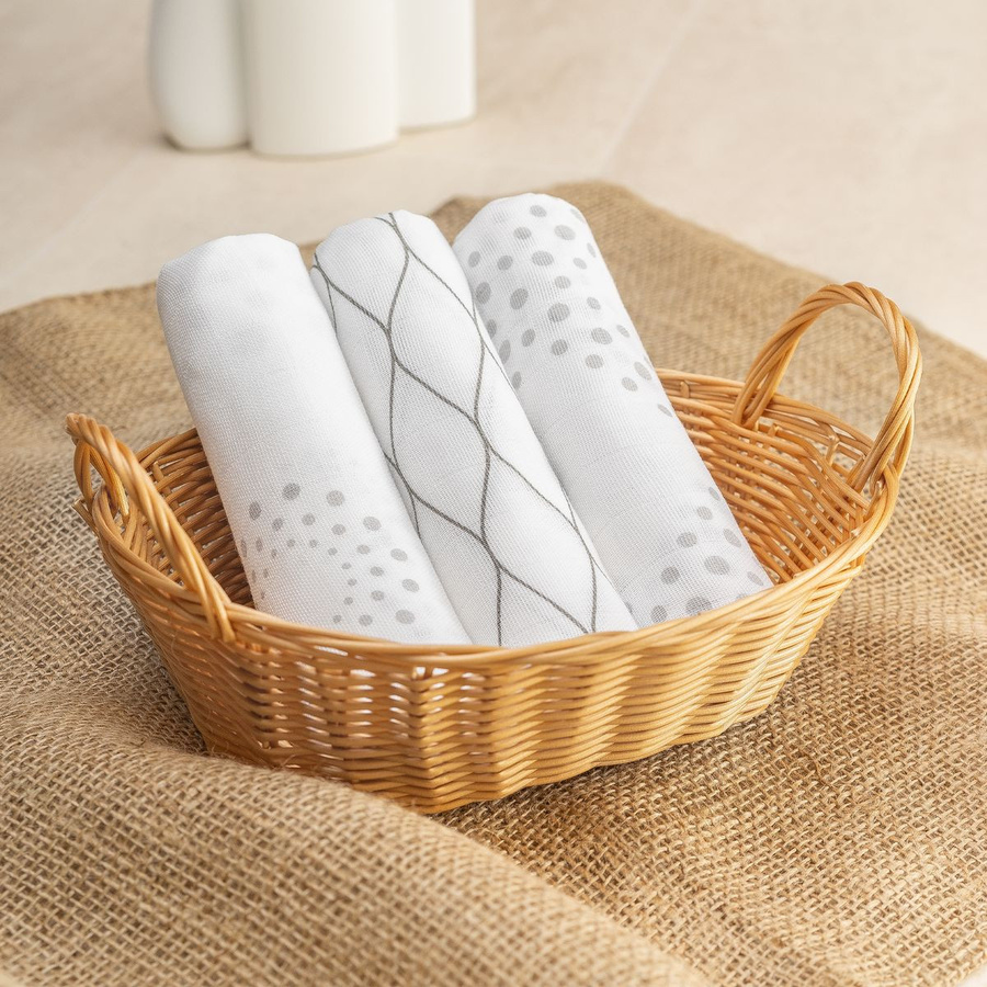 Makian Mullwindel 3er Pack im Modern Design in Grau und Weiß, B/B: 80 x 80 cm - Bild 3