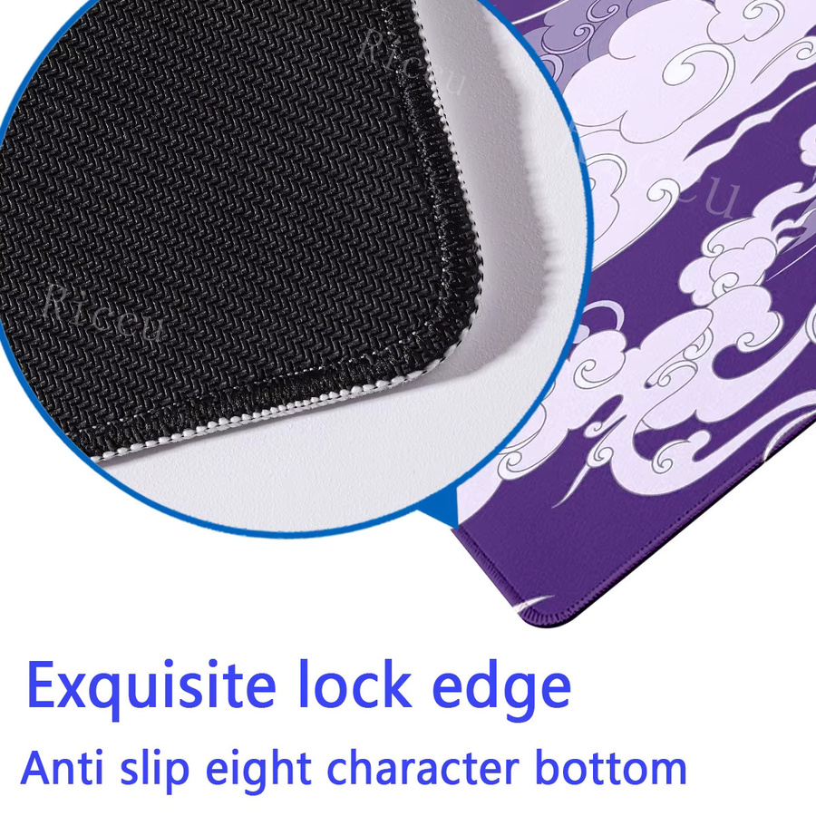 Riccu XXL-Mauspad Cloud-Design in Purple, rutschfeste Schreibtischunterlage aus Naturkautschuk mit HD-Druck, B/T: 90 x 40 cm - Bild 4