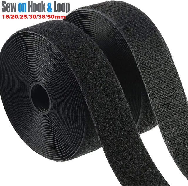 5 Meter Nylon Klettverschlussband Set aus Haken und Schlaufen zum Aufnähen in Schwarz und Weiß ohne Klebstoff - Bild 1