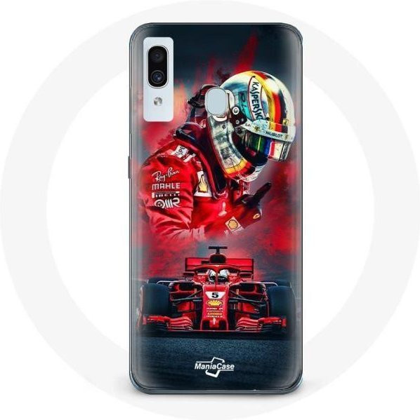 Samsung Galaxy A20e Handyhülle Sebastian Vettel Formel 1 Design in Rot und Schwarz - Bild 1