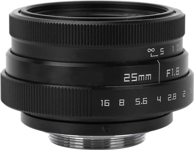 Shoemst 25mm F1.8 Mini CCTV C-Mount Weitwinkelobjektiv für Nikon spiegellose Kamera, Schwarz - Bild 1