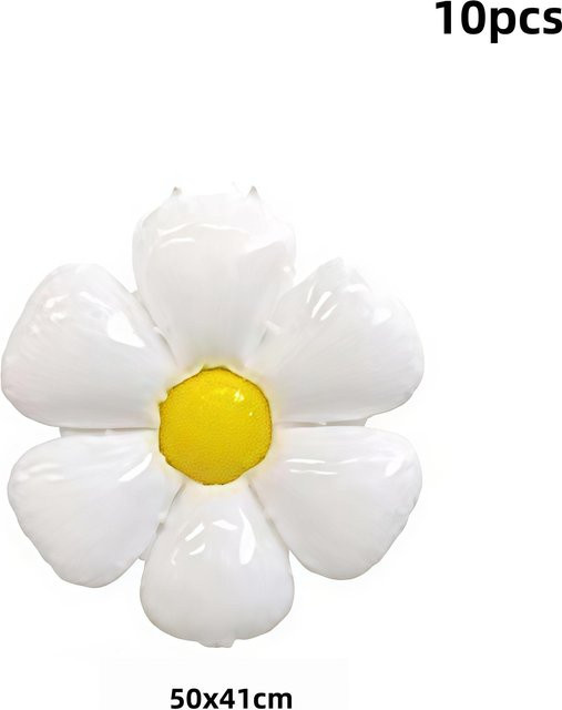 10 Stück Gänseblümchen-Aluminiumfolien-Ballons von WIKHOSTAR in Weiß für deine Partydekoration - Bild 1