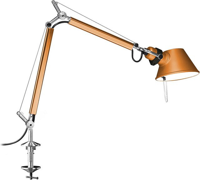 Artemide Tolomeo Micro Tavolo Tischleuchte mit Klemme in Orange und Silber aus Aluminium - Bild 1