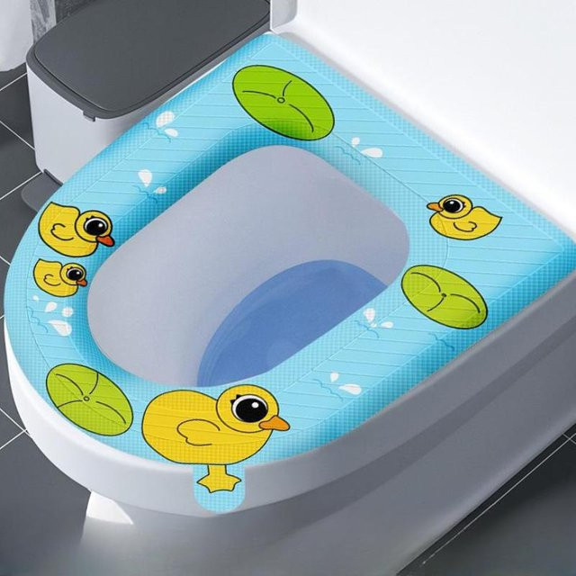 Yiran Furniture Toilettensitzbezug aus Silikon in Blau mit Tier-Motiv, weich und waschbar - Bild 1