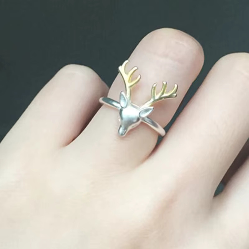 Ring 925 Silber, Elch Geweih Hirsch, Damen - Bild 3