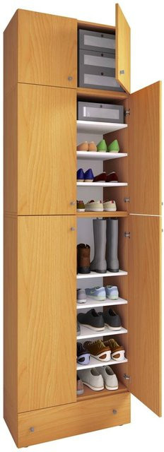 Schuhschrank Lona von VCM Möbel in Buche Nachbildung und Weiß, B/H/T: 70 x 240 x 39 cm - Bild 1