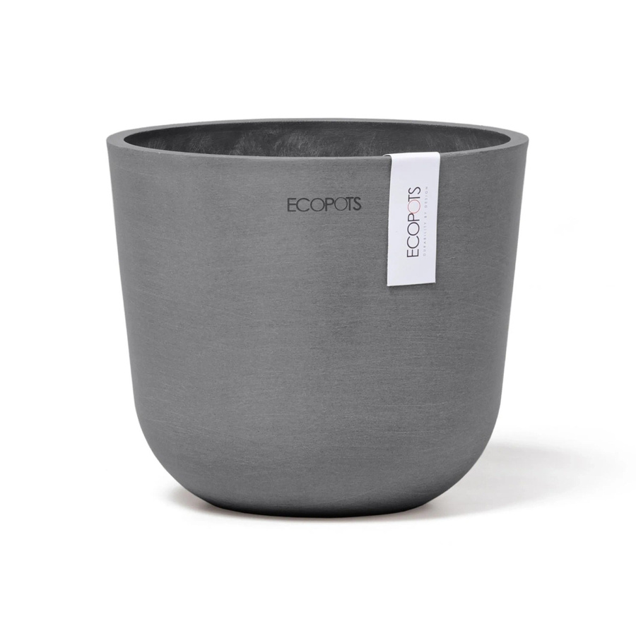 Ecopots Pflanztopf Oslo Mini Grau aus recyceltem Kunststoff in runder Form, Breite: 16 cm, Tiefe: 14 cm, Höhe: 14 cm - Bild 2