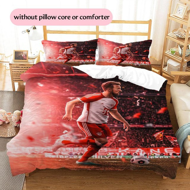 Harry Kane Muster Bettwäsche Set in Rot mit 1 Bettbezug und 2 Kissenbezügen, B/H: 155 x 200 cm - Bild 1