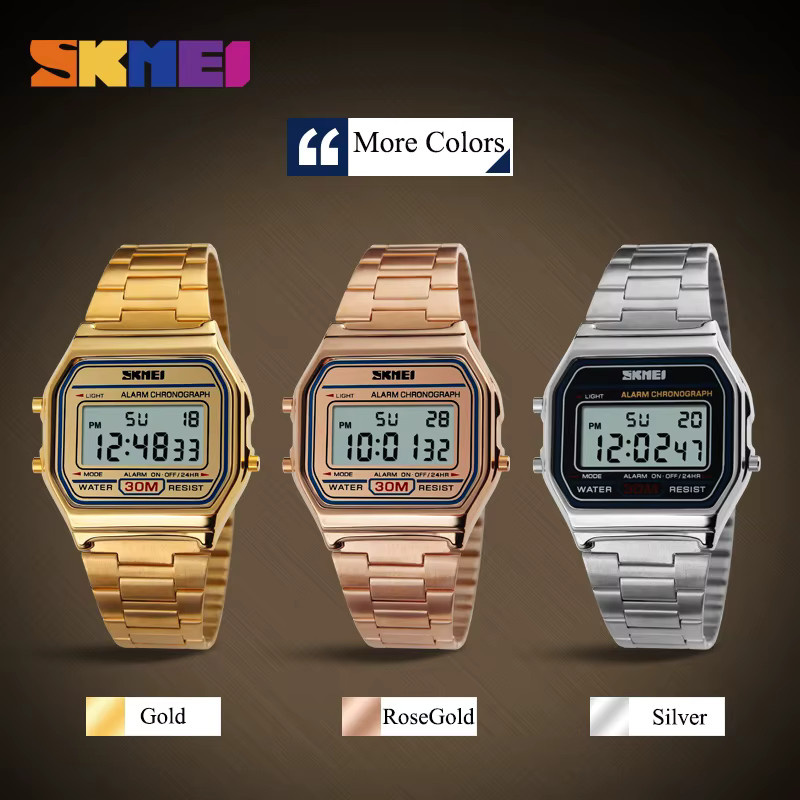 SKMEI Digitaluhr, Edelstahl, Schwarz, Herren - Bild 3