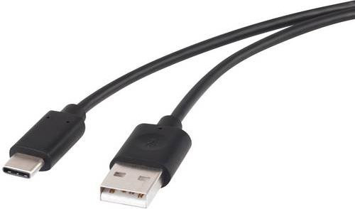 Renkforce USB 2.0 Kabel mit USB-A und USB-C Stecker, Schwarz, Länge: 1,00 m - Bild 1