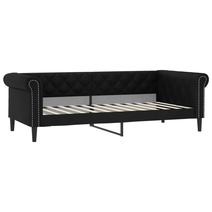vidaXL Tagesbett in Schwarz mit Kunstleder und Armlehnen, B/T/H: 80 x 200 x 68 cm - Bild 2