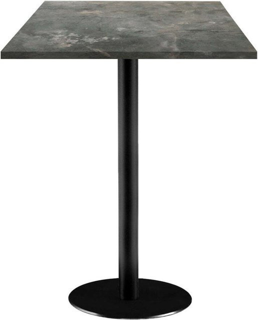 RestooTab Stehtisch Rome quadratisch in Stein-Optik, Platte graublau, Gestell schwarz, B/T/H: 60 x 60 x 113 cm - Bild 1