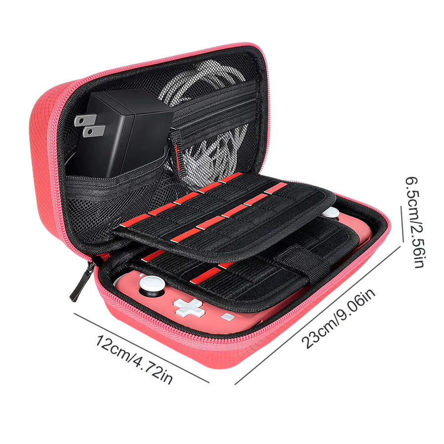 APWIKOGER Aufbewahrungstasche für Nintendo Switch Lite aus Nylon und EVA, harte Schutztasche mit doppeltem Fach, kratzfest und staubdicht, Farbe: Rot oder Pink - Bild 5