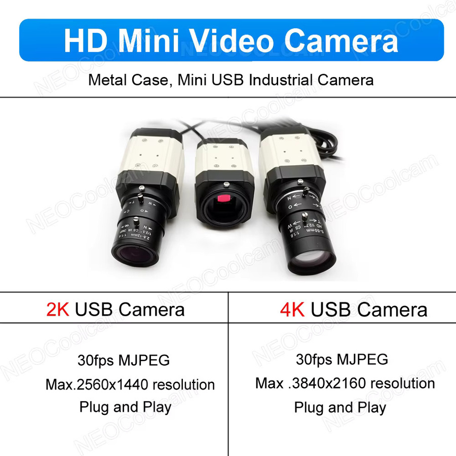 NEOCoolcam HD 4K USB Webcam mit 8MP IMX415 Sensor und Varifokal Objektiv in Schwarz - Bild 3