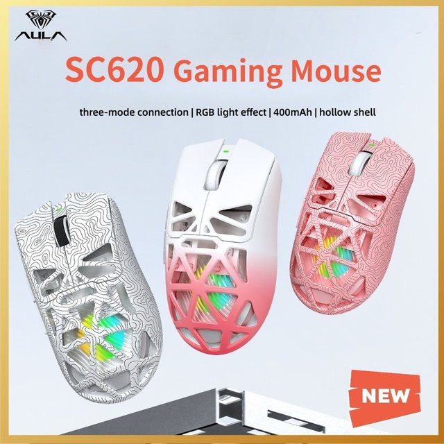 AULA SC620 Gaming-Maus kabellos mit RGB, PAW3311 Sensor, 12000 DPI, Bluetooth und 2,4G für Sport und Büro - Bild 1