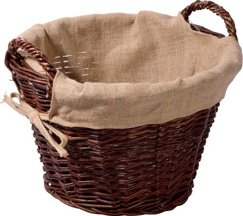 DOBAR Kaminholzkorb aus Weide und Jute in Braun, Durchmesser: 50 cm, Höhe: 40 cm - Bild 1