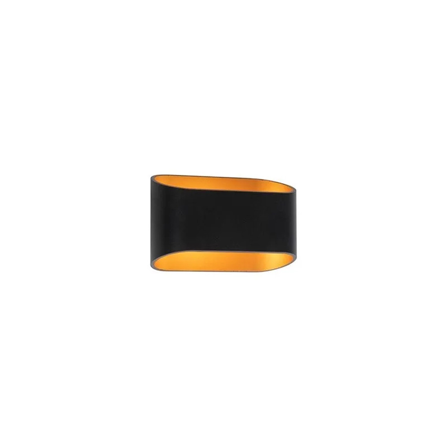 QAZQA Design Wandleuchte Alone R in Schwarz und Gold aus Aluminium mit Up-Down-Lichtfunktion und dimmbarer G9 Leuchte - Bild 2