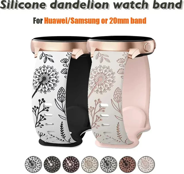 Uhrenarmband Silikon, zweifarbiges Löwenzahn, Unisex, 20 mm - Bild 1