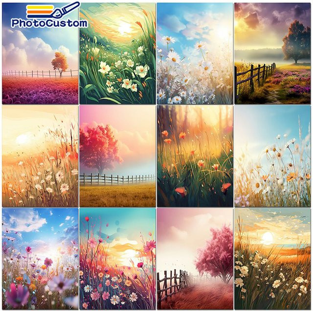 PhotoCustom Malen nach Zahlen Kits, Landschaft Bild, Natur, Bunt / Mehrfarbig - Bild 1