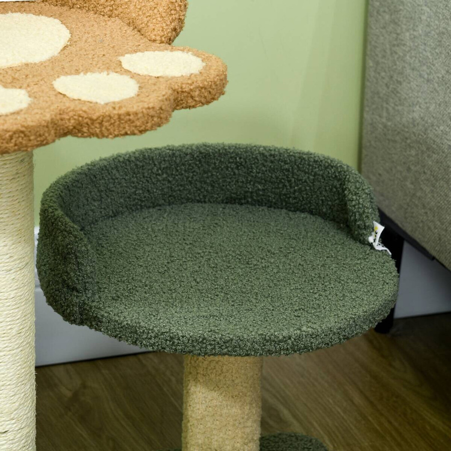 PawHut Kratzbaum mit 2 Ebenen und integriertem Spielzeug aus Sisal und Spanplatte, Grün, B/T/H: 39 x 43 x 52 cm - Bild 3