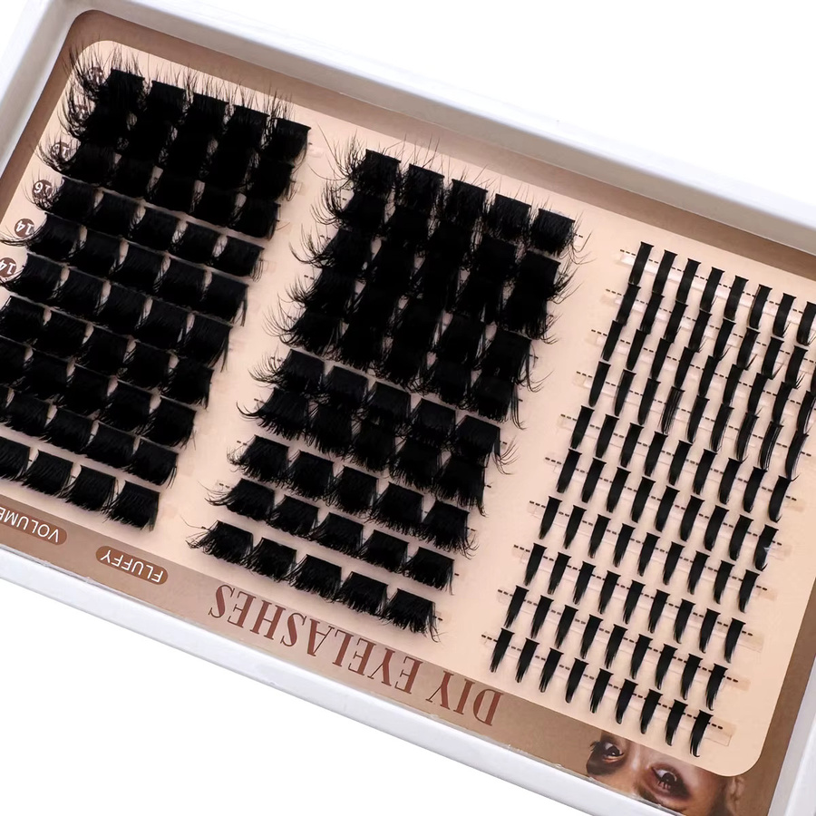 UMIRYAO Wimpern-Cluster Manga-Stil, D-Curl, Black, Unisex - Bild 5