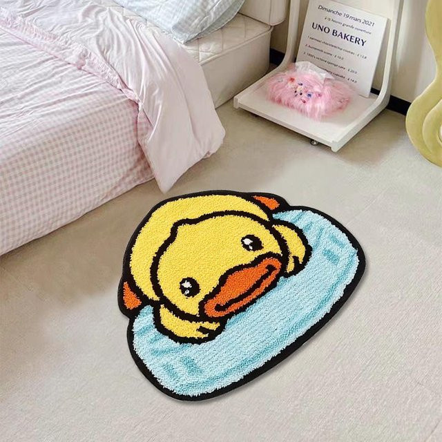 Lodestar Cartoon Ente Teppich Gelb, Rutschfeste und Saugfähige Fußmatte aus Polyester, B/T: 90 x 60 cm - Bild 1