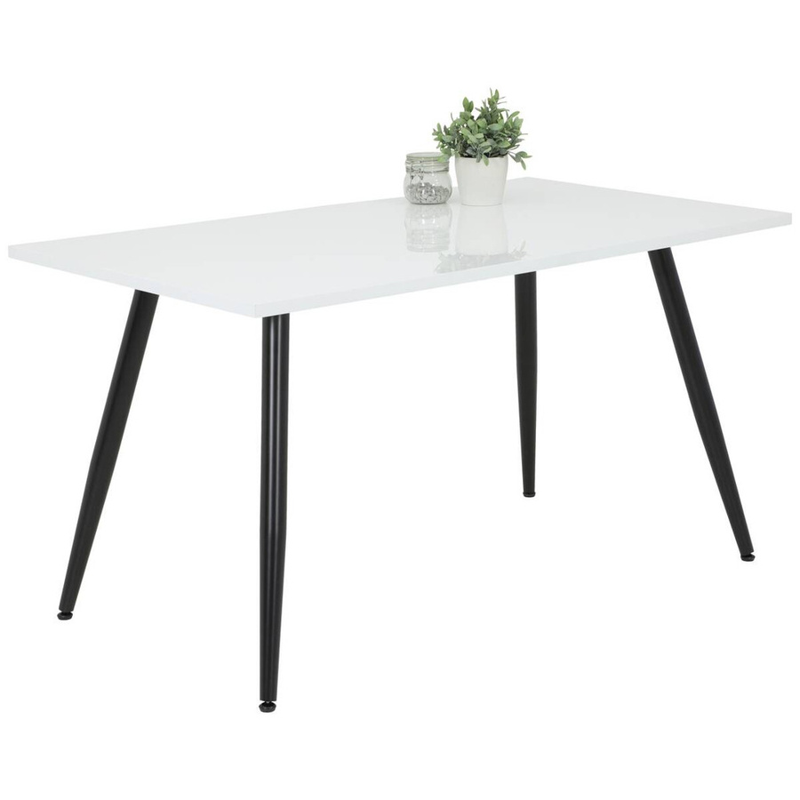 Essgruppe Hela in Weiß und Grau mit Tisch und 5 Stühlen, modern und glänzend, B/H/T: 140 x 76 x 80 cm - Bild 2