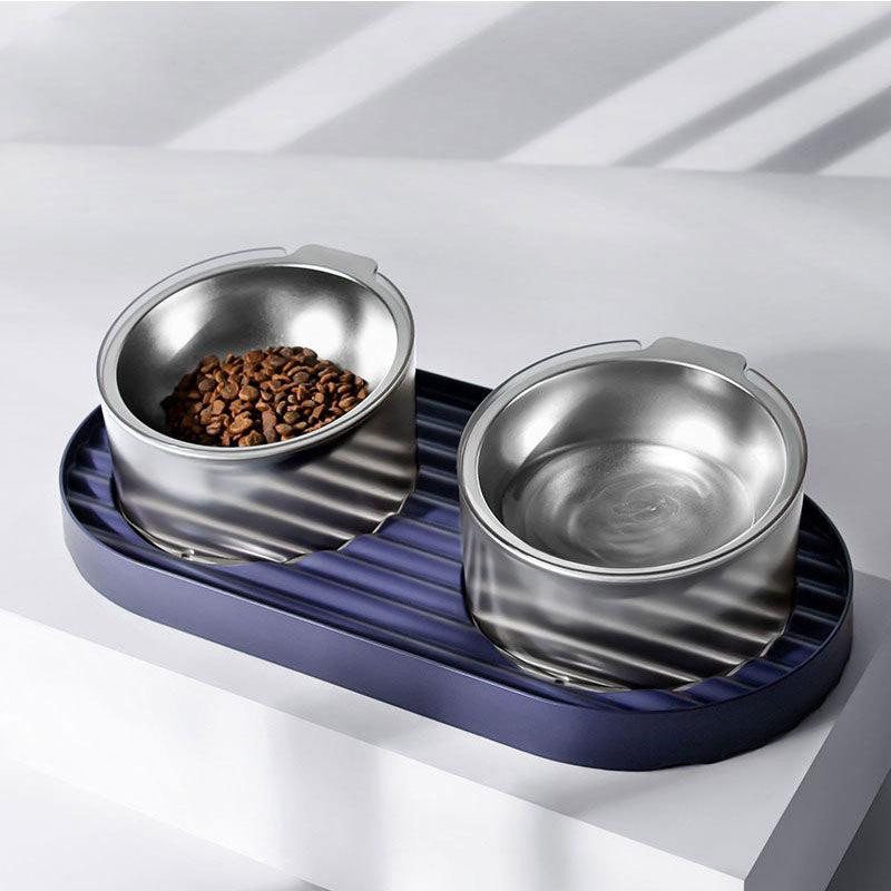 Umkippsicherer Doppelnapf aus 304 Edelstahl für Katzen und Hunde mit Überlaufschutz, B/T/H: 38 x 19 x 10 cm - Bild 3