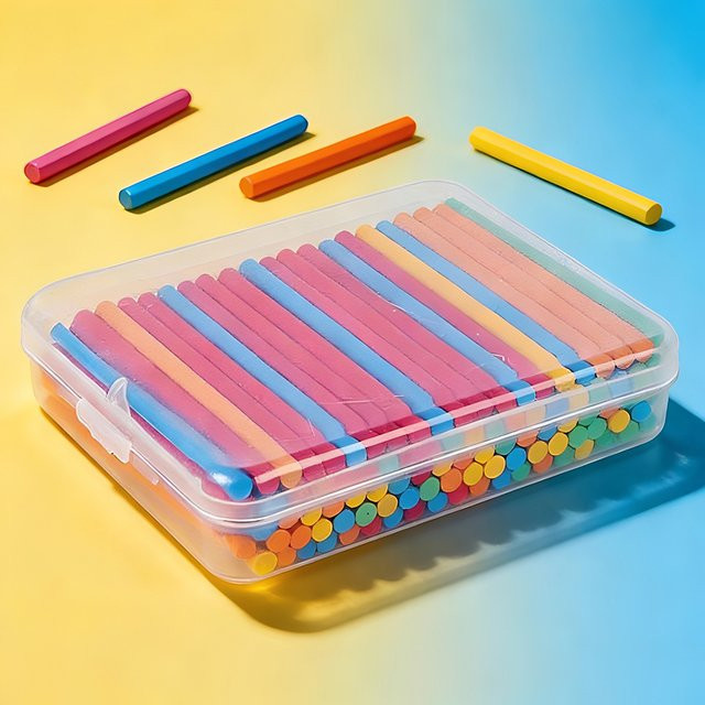 100 Stück bunte Zählstäbe aus Holz für den Mathematikunterricht inklusive Aufbewahrungsbox, Länge: 8 cm - Bild 1