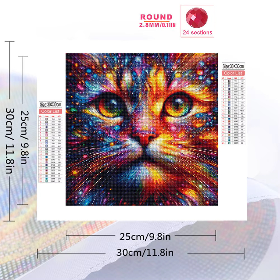 Evershine DIY-Diamant-Mosaik Set Katze in Multicolor, quadratische Kreuzstich-Malerei für Erwachsene - Bild 2