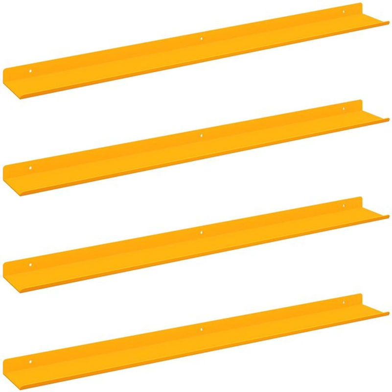 vidaXL Wandregal Set aus Stahl in Gelb, 4 Stück, Modernes Schwebendes Regal, B: 80 cm, H: 9 cm, T: 2,5 cm - Bild 1