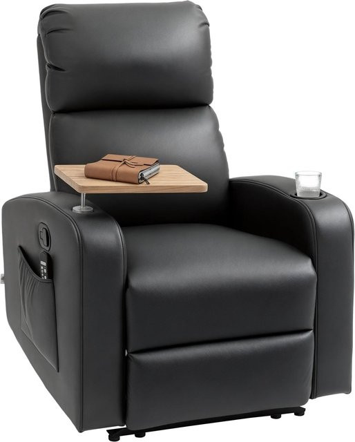 HOMCOM Massagesessel aus Mikrofasergewebe und Stahl in Schwarz mit elektrischer Liegefunktion, B/T/H: 93 x 77 x 105 cm - Bild 1