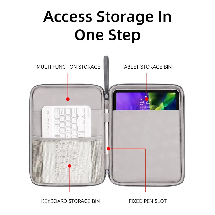 DANYCASE Tablet-Handtasche und Sleeve für 9–13 Zoll Tablets sowie iPad Air 11/13 Pro 11/13 in Schwarz und Grau - Bild 1