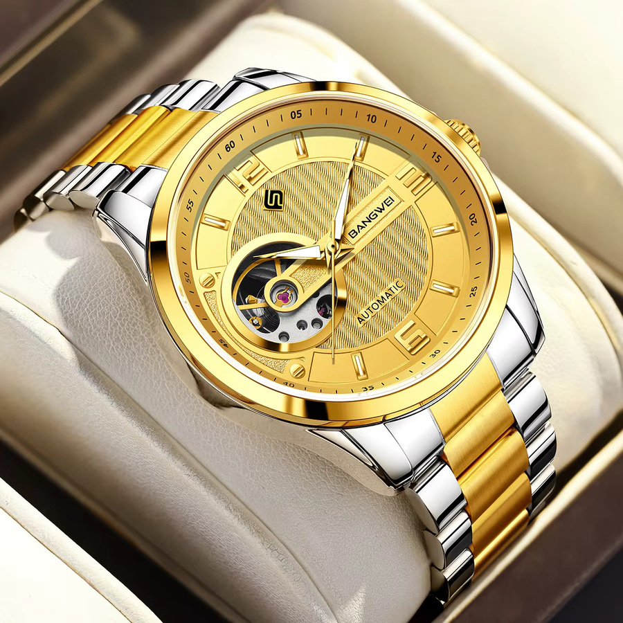 LIGE Armbanduhr Automatik, Edelstahl, Bicolor, Gold, Herren - Bild 5